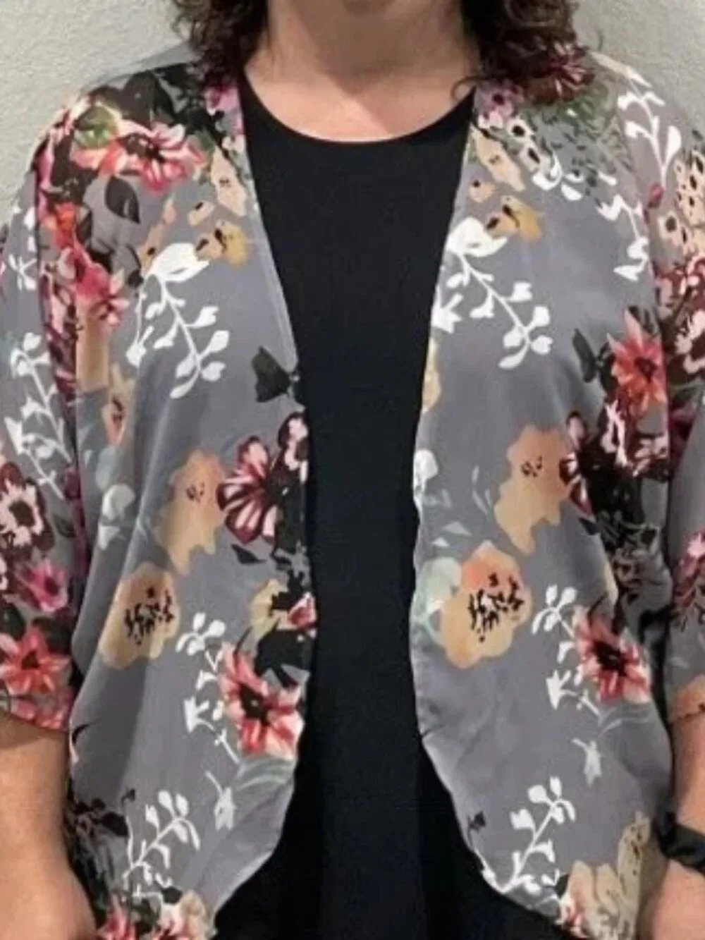Women's 3XL Chiffon Floral Print Kimono Cover Up Blouse